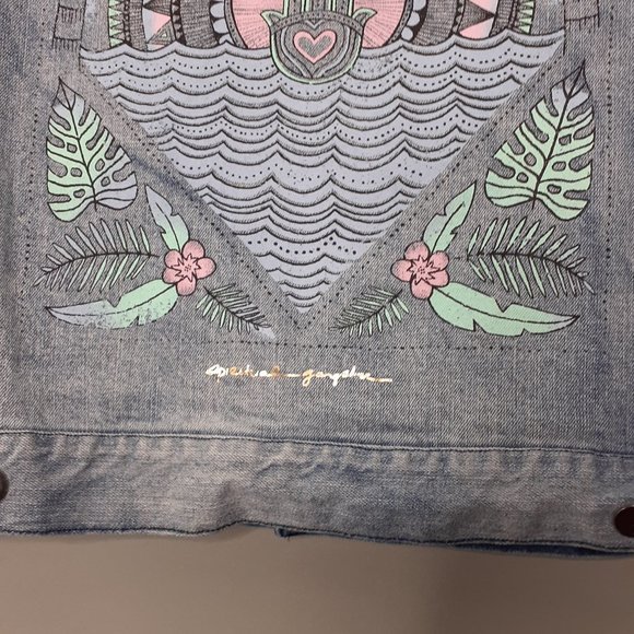 RARE SPIRITUAL GANGSTER Hamsa Graphic Denim Jacket - Picture 8 of 13